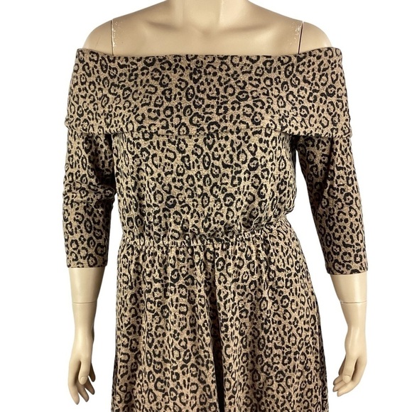 Lane Bryant Off the Shoulder Dress Size 14/16 Wild Animal - Picture 2 of 7